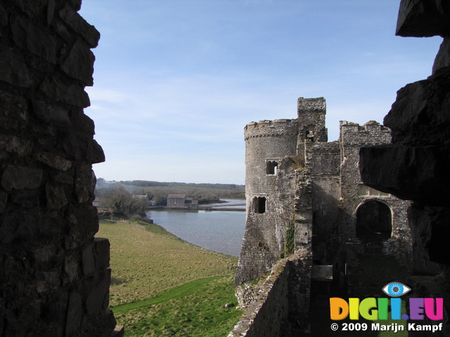 SX03190 South west tower Carew castle and Tidal mill